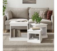 vidaXL Nesting Tables 3 pcs White Engineered Wood, White