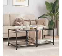 (black, 50 x 50 x 40 cm/ 2 pcs) vidaXL Coffee Tables with Black Glass Top End Table Side Table 2 pcs Steel