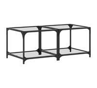 vidaXL Coffee Tables with Transparent Glass Top 2 pcs 50x50x40 cm Steel