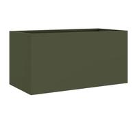 vidaXL Cold-rolled Steel Planter - Olive Green 62x30x29cm, Rectangular Raised Garden Bed for Outdoor/Indoor, Balcony, Patio