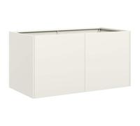 vidaXL cold-rolled steel rectangular planter 80x40x40 cm-white support brackets-modern exterior container for garden balcony patio outdoor plant pot stand