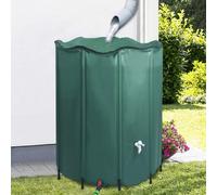 vidaXL Collapsible Rain Water Tank with Spigot, Rainwater Collection Barrel, PVC Material, 1000 Liter Capacity, Dark Green