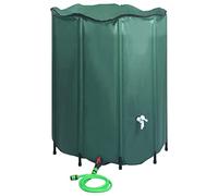 vidaXL Collapsible Rain Water Tank with Spigot, Rainwater Collection Barrel, PVC Material, 1000 Liter Capacity, Dark Green