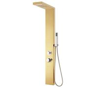 vidaXL Comfort Shower Panel System Stainless Steel 201 Gold - 4 Functions: Rainfall, Waterfall, Massage Jets, Handheld Showerhead, 150 Jet Silicone Nozzles, Chrome-Plated Elements