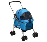 'vidaXL Comfortable Folding Dog Buggy, Portable Pet Stroller with Sunroof, Maximum Ventilation, and Robust Oxford Fabric, Blue