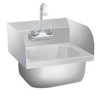 vidaXL Commercial Hand Wash Sink with Faucet – Stainless Steel, Wall-Mounted, Hot & Cold, Silver