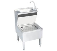 vidaXL Commercial Hand Wash Sink with Faucet Freestanding Stainless Steel, Silver