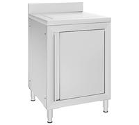 vidaXL Commercial Kitchen Cabinet with Drainboard Floor Standing Storage Work Table Catering Sink Restaurant Workplace Stainless Steel