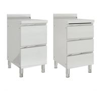 (cabinet with 2 drawers + cabinet with 3 drawers, 2 pcs) vidaXL 1/2X Commercial Kitchen Cabinet Stainless Steel Home with 2/3 Drawers