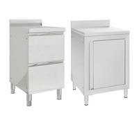 Vidaxl Commercial Kitchen Cabinets 2 Pcs Stainless Steel