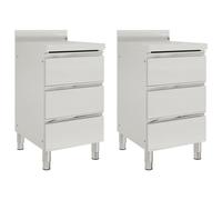 (cabinet with 3 drawers, 2 pcs) vidaXL 1/2X Commercial Kitchen Cabinet Stainless Steel Home with 2/3 Drawers