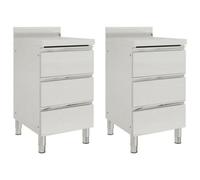 Vidaxl Commercial Kitchen Cabinets With 3 Drawers 2 Pcs 50X60X96 Cm