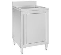 vidaXL Commercial Kitchen Sink Cabinet Floor Standing Storage Work Table Catering Sink Restaurant Garage Workplace Stainless Steel