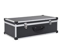 vidaXL Compact CD Storage Case - Black Aluminium and ABS Wood Organizer Recorder Holder Box with Secure Lock for 80 CDs