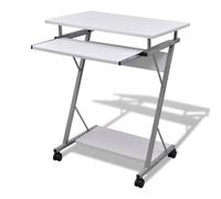 vidaXL Compact Computer Desk with Pull-out Keyboard Tray White