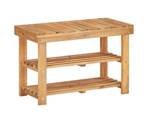vidaXL Compact Shoe Rack - Solid Acacia Wood - Functional Bench - Natural Wood Colour - Easy Assembly and Cleaning