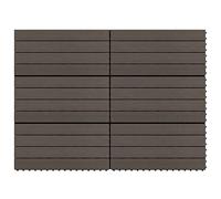 'vidaXL - Composite Decking Tiles, WPC, Set of 6, Dark Brown, Quick Install, Water-Resistant, Long-Lasting, Ideal for Patios, Pools, Spas, Balconies - 60x30 cm Each
