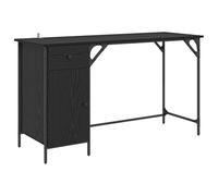 vidaXL Computer Desk Black Oak 131 x 48 x 75 cm Engineered Wood, Stylish, Durable Office Desk, Rectangular Design, Rustic Finish, Ample Storage, Compact Writing for Home