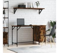 vidaXL Computer Desk Smoked Oak 131x48x75 cm Engineered Wood
