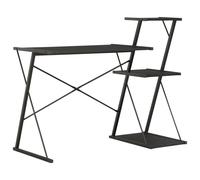 vidaXL Computer Desk with 3 Tier Bookcase X-Shape Legs Black Home Office Desk