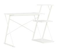 vidaXL Computer Desk with 3 Tier Bookcase X-Shape Legs White Home Office Desk