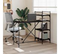 vidaXL Computer Desk with Shelves - Engineered Wood & Metal Frame - Black - Spacious Writing Table - Standing Office Desk - 120 x 47 x 109 cm