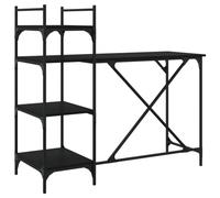 vidaXL Computer Desk with Shelves - Engineered Wood & Metal Frame - Black - Spacious Writing Table - Standing Office Desk - 120 x 47 x 109 cm