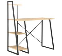vidaXL Computer Desk with Shelving Unit Black and Oak Laptop Desk Study Table