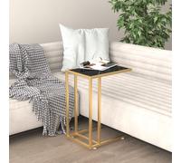 vidaXL Computer Side Table Black Marble 50x35x65 cm Tempered Glass
