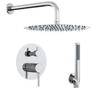 vidaXL Concealed Shower System (Round) Silver Stainless Steel 201, Bathroom Upgrade, Heavy Duty Shower System with Rain Shower, Modern Bathroom Accessories
