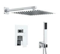 vidaXL Concealed Shower System (Square) Silver Stainless Steel 201 Bathroom Upgrade Heavy Duty Shower System with Rain Shower Modern Bathroom Accessories