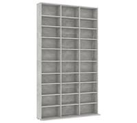 vidaXL Concrete Grey Engineered Wood CD Cabinet - Spacious Storage Shelf with 30 Compartments - Versatile Bookshelf/Cupboard for Office, Bedroom, Study