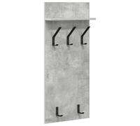 vidaXL Concrete Grey Wall Mounted Coat Rack 90 x 40 x 10 cm Bonded Wood with Hooks and Shelves, A Modern Storage That Takes Up Little Space for Indoors, Rectangular Organizer with a Shelf