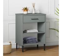 vidaXL Console Cabinet with Metal Legs Grey Solid Wood Pine OSLO