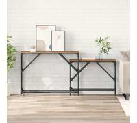 vidaXL Console Table 2 Pieces Reclaimed Wood 100 x 28 x 75 cm Wood Composite Living Room Furniture Modern Rectangular Console Table Interior Accent Nesting Tables, Durable Home Decor Surface