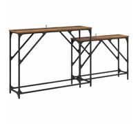 vidaXL Console Table 2 Pieces Reclaimed Wood 100 x 28 x 75 cm Wood Composite Living Room Furniture Modern Rectangular Console Table Interior Accent Nesting Tables, Durable Home Decor Surface