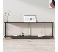 vidaXL Console Table Black 220x35x75.5 cm Tempered Glass