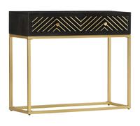 vidaXL Console Table Black and Gold 90x30x75 cm Solid Mango Wood