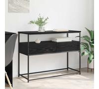 vidaXL Console Table with Drawer Black Oak 100 x 40 x 75 cm, Industrial Console Table, Slim Profile, Narrow Design, Metal Frame, Functional Home Furniture, Space Saver Display Unit