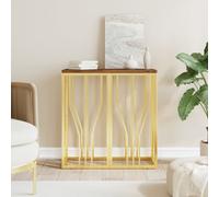 vidaXL Console Table Gold Stainless Steel and Solid Wood Reclaimed