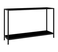 vidaXL Console Table in Black- Tempered Glass and Powder-Coated Steel, Modern Design, Easy to Clean with Additional Shelf for Storage - Ideal for Living Room