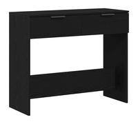 vidaXL Console Table - Matte Black Oak Finish - Compact Drawers - MDF Wood - Accent Side Table for Living Room/Bedroom/Office - 90x36x75 cm