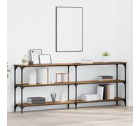 vidaXL Console Table with Shelf with Storage Old Wood 200 x 29 x 75 cm, Angled Storage, Rectangular, Industrial Console Table, Modern Entryway, Narrow Display, Functional Home Solution