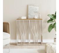 vidaXL Console Table Silver Stainless Steel and Solid Wood Acacia