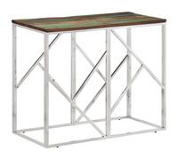 vidaXL Console Table Silver Stainless Steel and Solid Wood Reclaimed