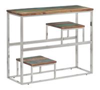 vidaXL Console Table Silver Stainless Steel and Solid Wood Reclaimed