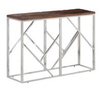 vidaXL Console Table Silver Stainless Steel and Solid Wood Sleeper