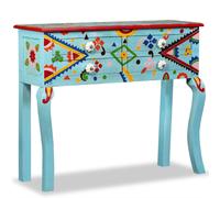 vidaXL Solid Mango Wood Console Table Blue Hand Painted 4 Drawers Bedroom