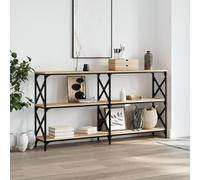 Console Table Sonoma Oak 156x28x80.5 Engineered Wood Top Steel Frame Oak