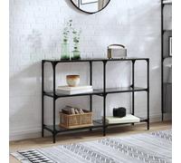 (black, 118.5 x 30 x 81 cm) vidaXL Console Table with Transparent Glass Top End Table Side Table Steel